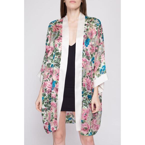 Vintage Gold Label Victoria's Secret Floral Robe One Size Elegant Feminine - Picture 1 of 14